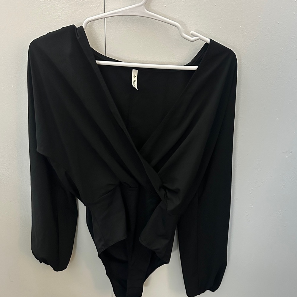 HALARA Elegant Black Women's Top/Thong Bodysuit-Small